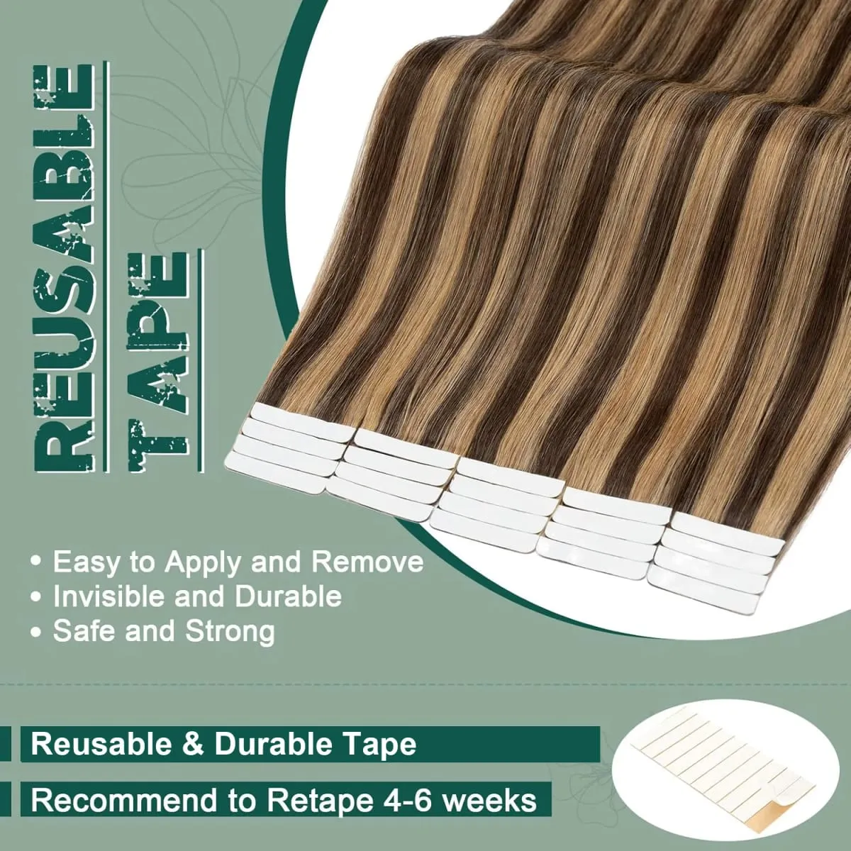 Highlight #4/27 Straight Tape In Hair Extensions 100% Human Hair Skin Weft Invisiable Tape In Human Hair Extensions 20/40/60pcs — image 2