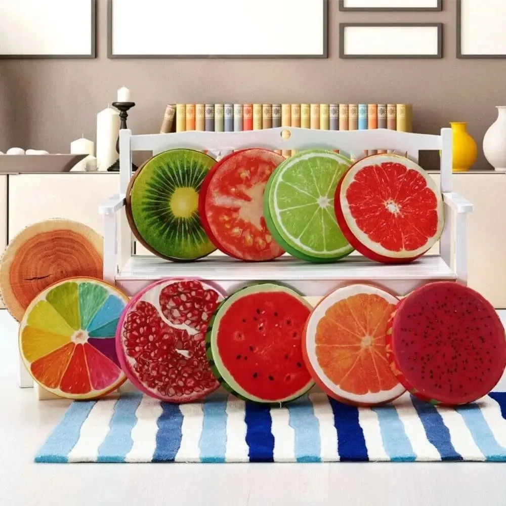 Měkký polštář na pohovku do školky Funny Fruit Podložky na sezení Polštářky na židle Polštáře na sezení Kulatý polštář