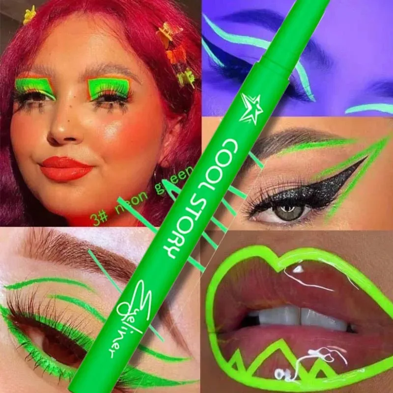 Stylo Gel Eyeliner Fluorescent UV 12 couleurs, imperméable, séchage rapide, Eyeliner coloré néon, blanc, bleu, violet, maquillage pour les yeux, fête musicale — image 7