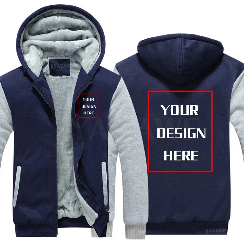 Customized winter Brand Hoodies For man Your Image Logo Heavyweight Zip-up your photo Travel Zipper Design Your Warm Jacket — image 19