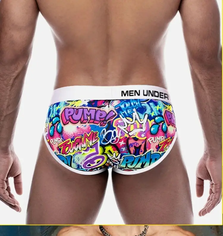 1 Chiếc Nam Cotton Nylon Pha Quần Sịp Boxer Toàn Graffiti In Rộng Dây Thắt Lưng Co Giãn Không Bó Sát Thời Trang thể Thao Quần Lót — image 23