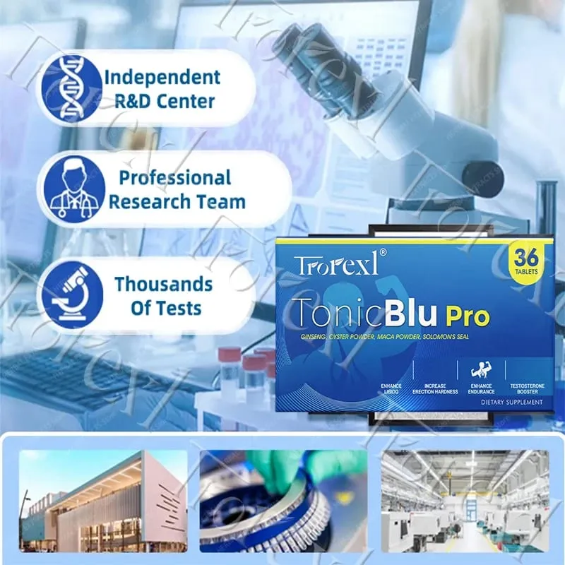 Trorexl-TonicBlu Pro - Modrá pilulka pro Rock-Hard Energy Volume Booster Přírodní ústřicový ženšen pro nejlepší výhody