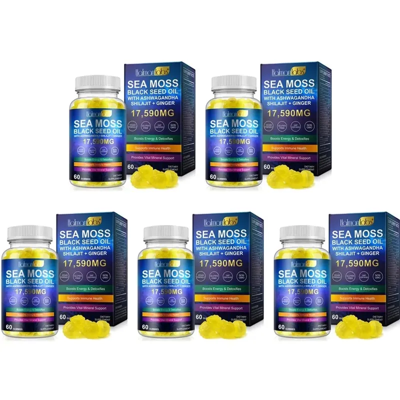 HalmanLabs Gomitas de aceite de semilla negra de musgo marino con vitamina C y vitamina D para la salud inmune y apoyo mineral vital 60 gomitas — image 11