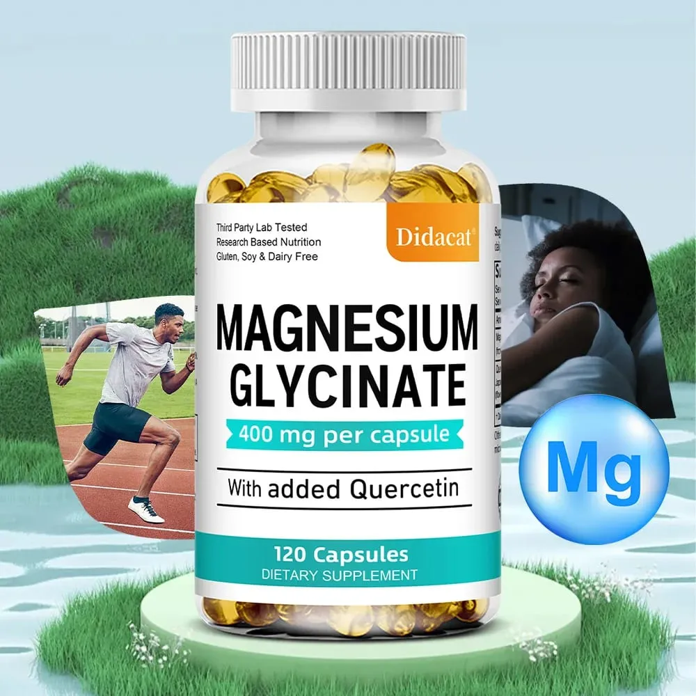 Glicinato de magnésio - com quercetina melhora a saúde cardiovascular, reduz o estresse e promove o crescimento muscular do sono saudável — image 1