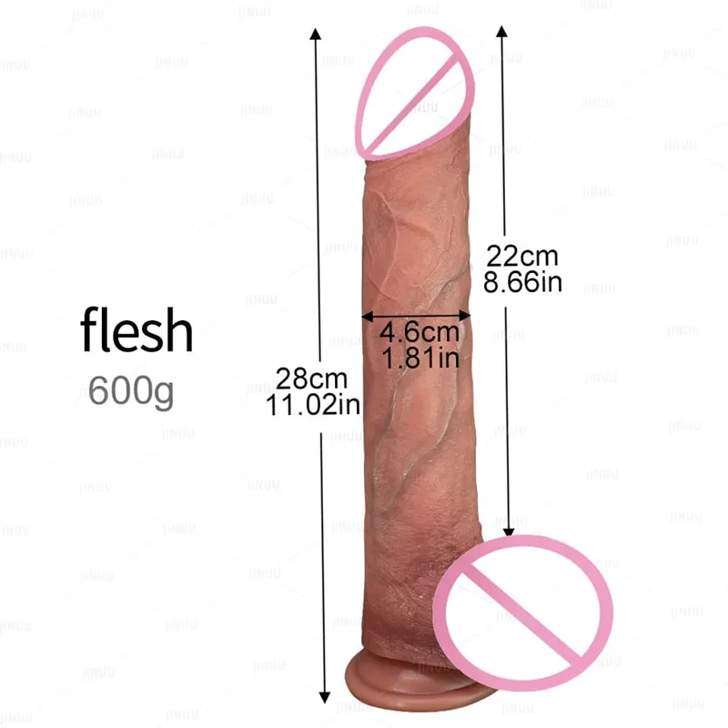 28cm Super Soft Silicone Dildo with Suction Cup Flexible G-spot Strap-On for Women Men Lesbian - Long Penis Sex Toy for Couples — image 7
