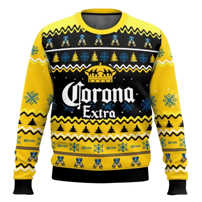 Suéter feio de cerveja Corona Natal cerveja feliz bebendo presente de Natal masculino e feminino plus size suéter elegante — image 9