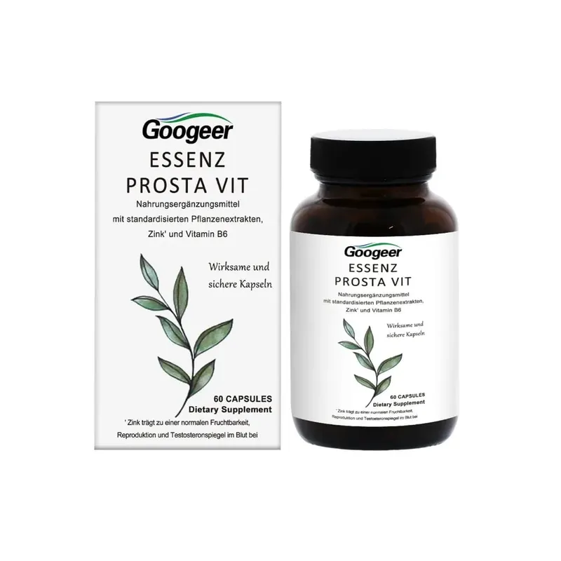 Googeer Prosta Vit Essenz Capsules with Saw Palmetto Zinc Vitamin B6 Supports Prostate Urinary Health Daily Comfort 60 Count