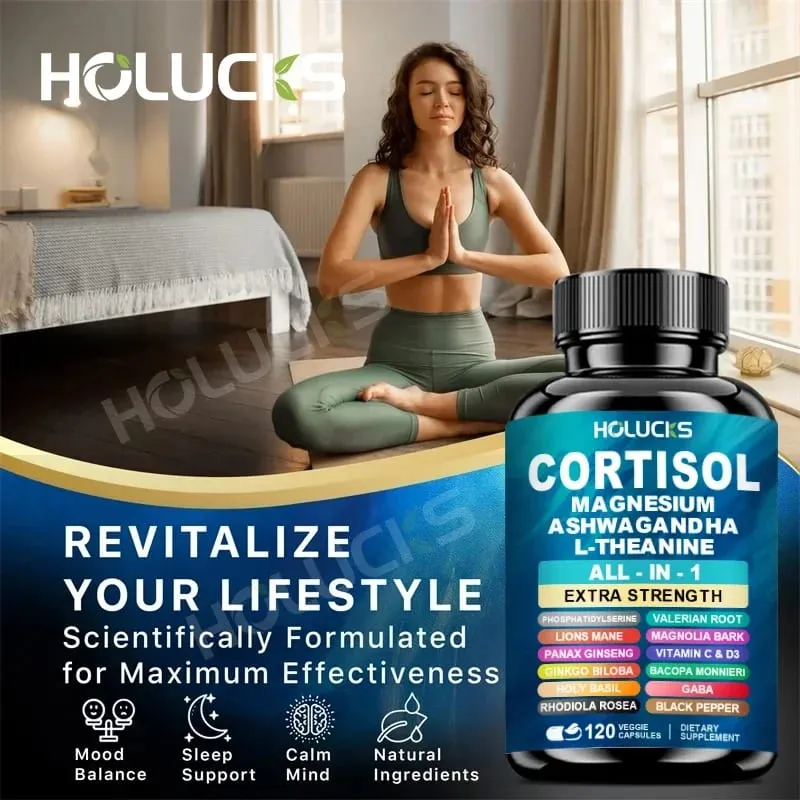 Buy 1 Get 1 Free! Premium Cortisol Capsules Support Balances Hormones Reduces Hot Flashes & Promotes Restful Sleep Non-GMO