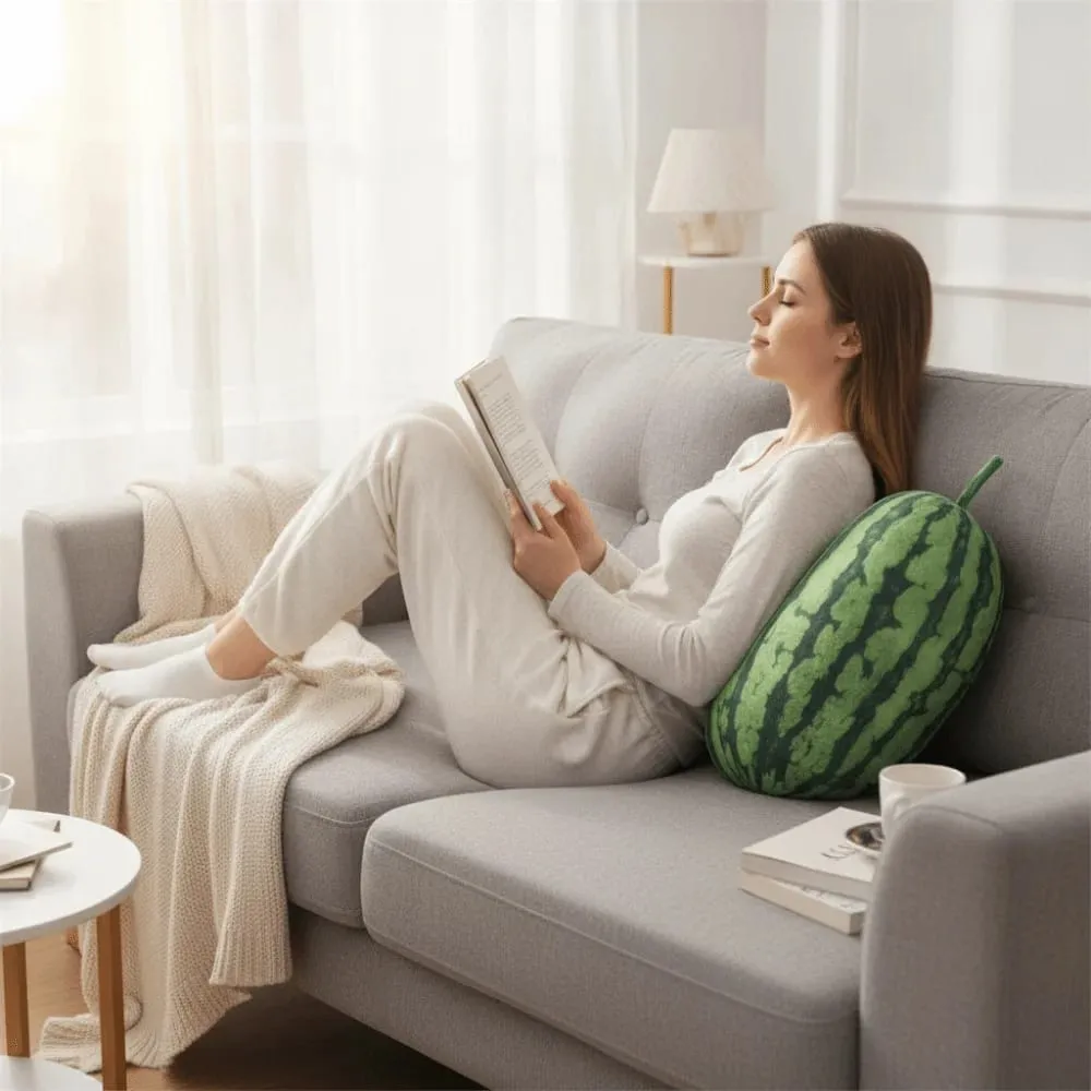 Soft Cotton Watermelon Round Oval Shape Lifelike Watermelon Stuffed Pillow 3D Simulation Funny Design Watermelon Pendant — image 1