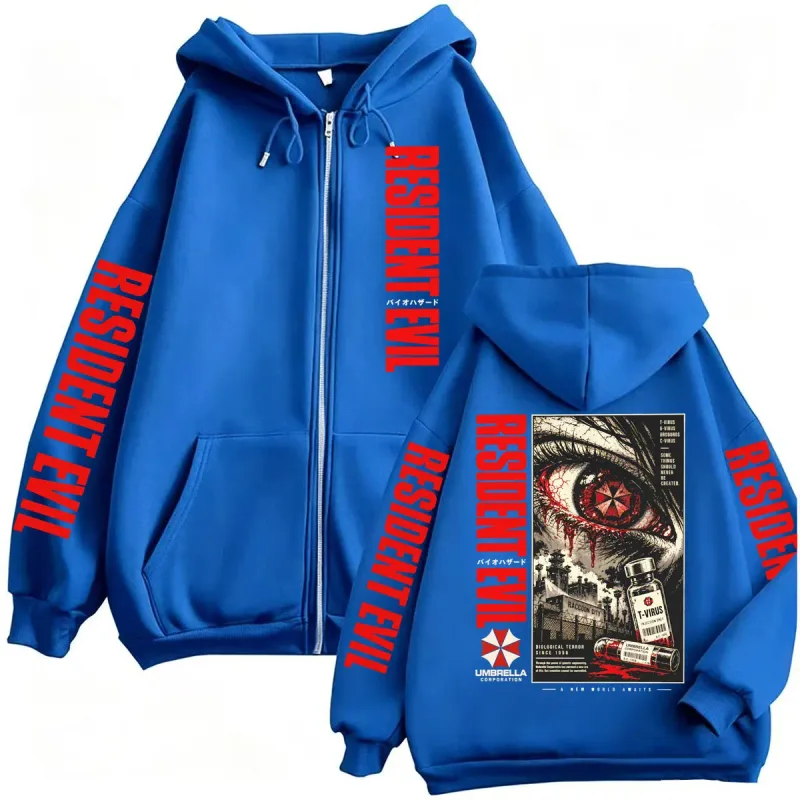 Vintage Resident Evil Zombie Horror Gaming Zip Up Hoodies Men Women Fashion Classic Harajuku Sweatshirts Jacket Coats Streetwear — image 5