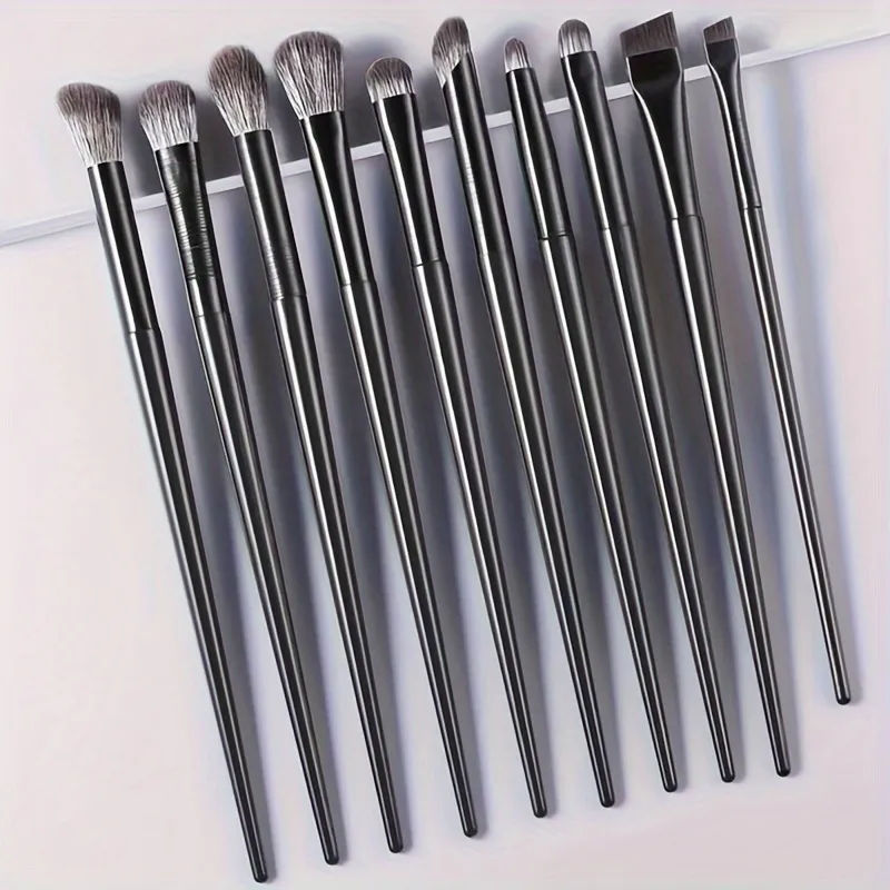 10Pcs Soft Professional Eye Makeup Brush Set Blending Smudge Aegyo Sal Eyeliner Detail Small Precision Shadow Brushes