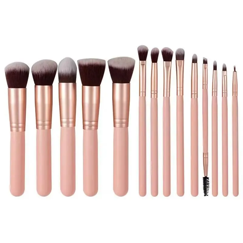 14 PCS Makeup Brush Set na May Illuminated Mirror Portable Short Handle LED Light USB Rechargeable Makeup Brushes Kit — image 12