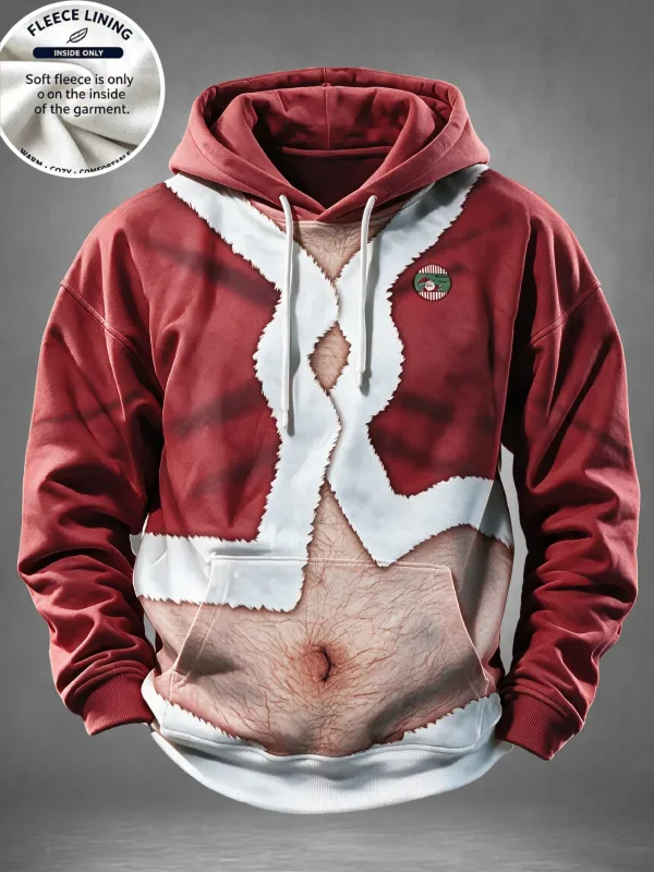 Men Fleece Lined Hoodie Comic Santa Christmas Print Pullover Hooded Sweatshirt Casual Winter Hoody — image 14
