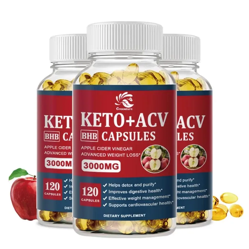Greensure Keto Ocet jabłkowy w kapsułkach ACV z dodatkiem jabłkowego cydru Keto Formuła o smaku jabłkowym dla mężczyzn i kobiet — image 8