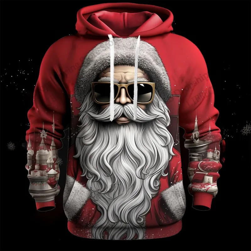Christmas Mens Santa Claus 3d Print Hoodies Men Women Fashion Sports Outdoor Hoodie Sweatshit Unisex Coat Men Clothing Oversized — image 2