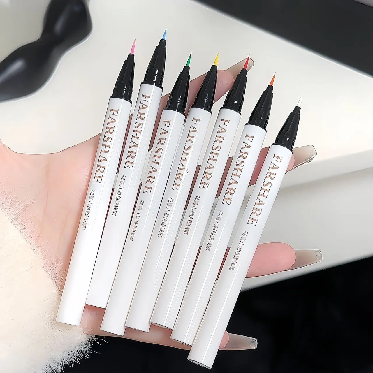 12 สีปากกาอายไลเนอร์กันน้ำ Ultra-Fine Tip Liquid Eyeliner Long-Lasting Eye Liner Quick-แห้งแต่งหน้าสีสันสำหรับคอสเพลย์ — image 4