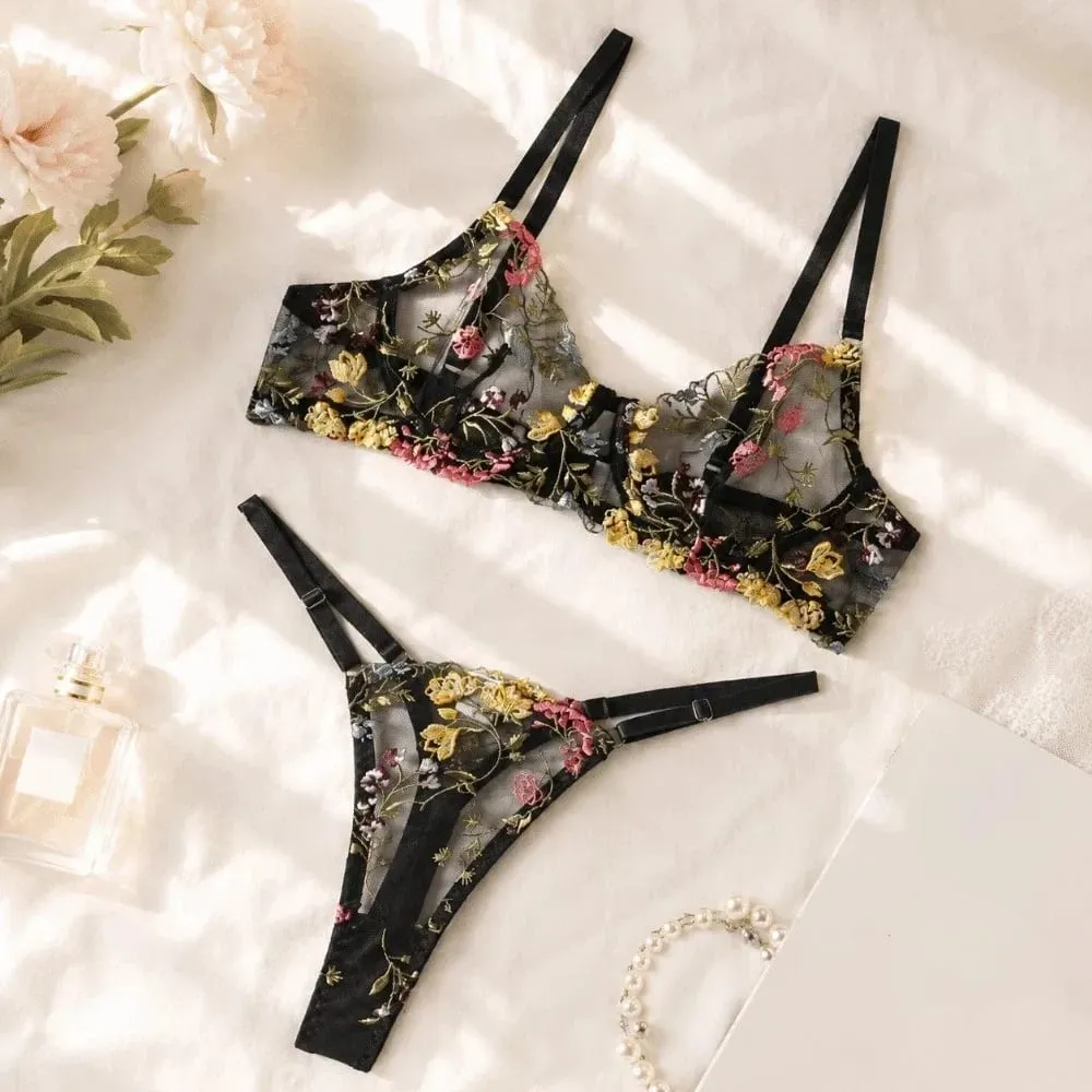 Sheer Intimates Transparent Lingerie Set Push Up Ultra-thin Panties Bra Set Elegant Bra Suit Lady