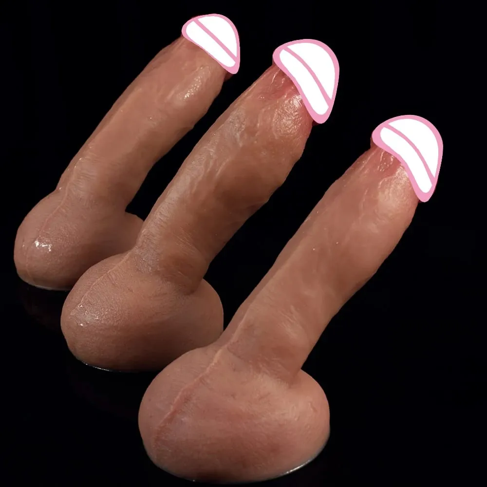 Consolador grueso realista para hombres y mujeres, pene de silicona, pene grande, tapón Anal, juguete sexual para hombres y mujeres Gay, 3 tamaños, sensación de piel suave, realista y grueso — image 1