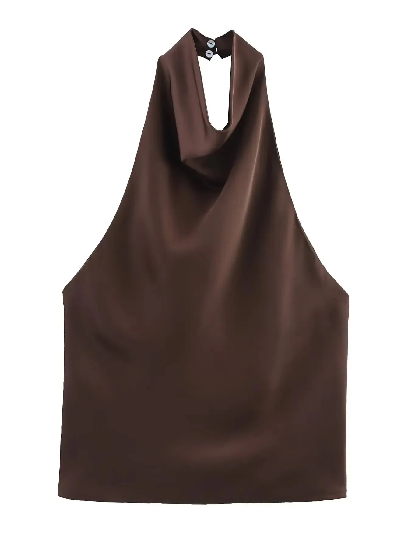 Women's Satin Halter Neck Sleeveless Top Summer Elegant Draped Collar Blouse Smooth Chic Office Party Wear Evening Outings — image 20