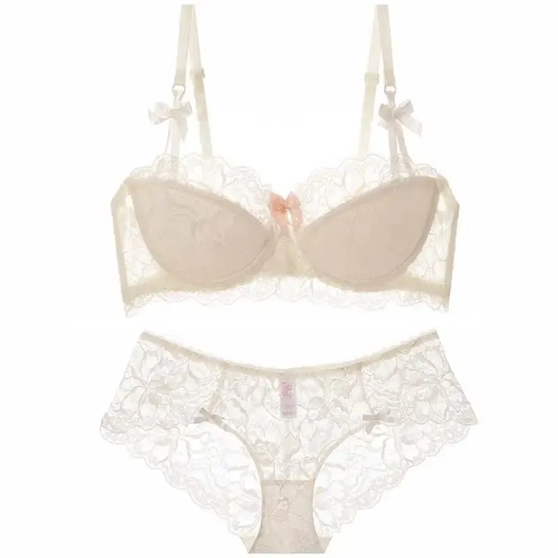 セクシー Trend Summer Half Cup Bra Set Thin Large Bust Minimizer Gathered Abstinence Lingerie For Women Daily Sleep Casual Wear — image 13