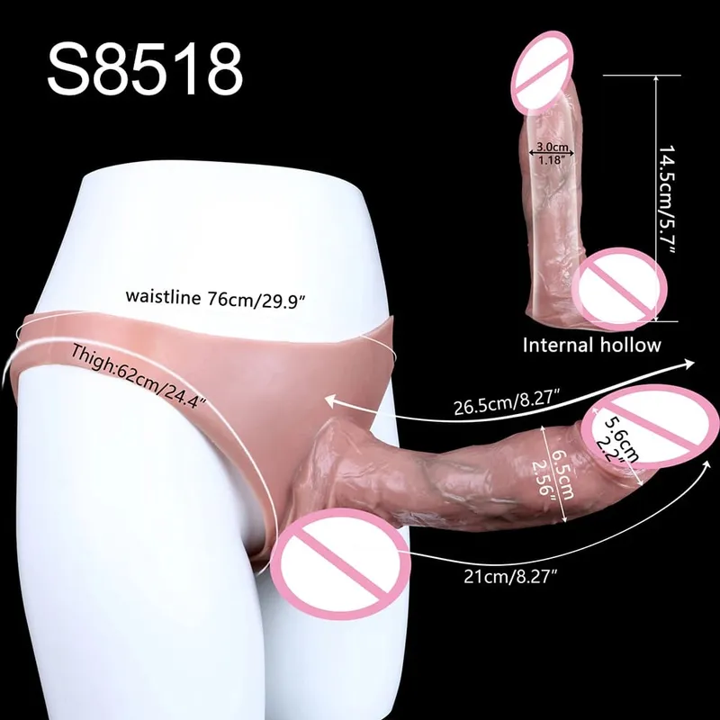 2 farben Riesige Hohl Dildo Hosen Hohe Taille Strap-On Penis Extender насадка на член Für Männer Verzögerung Ejakulation ultra Dildo — image 16
