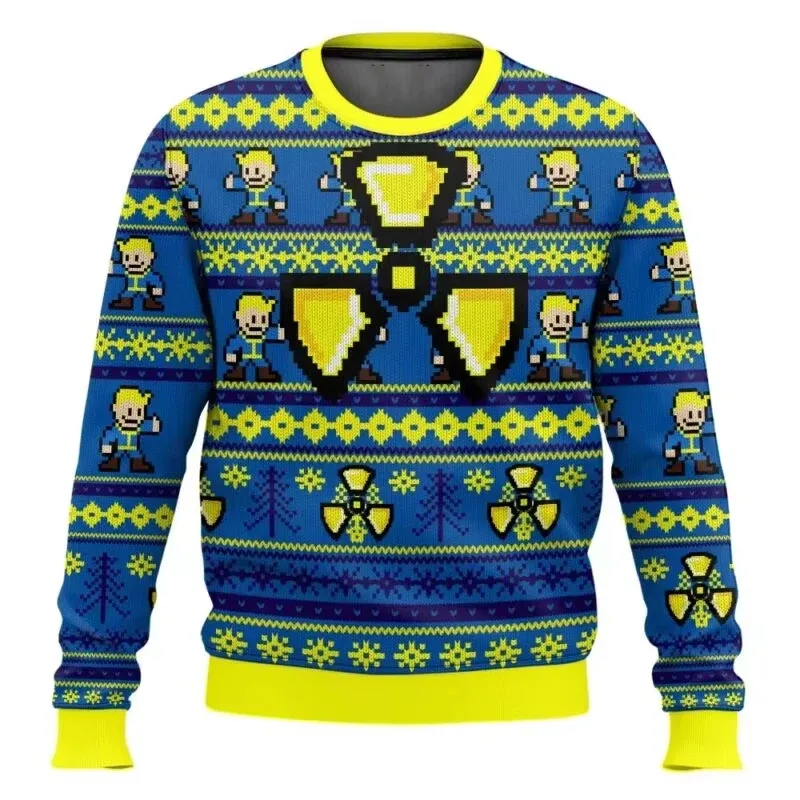 Engraçado papai noel impressão moda esportes suéteres masculino casual em torno do pescoço pulôver com capuz feio hugly camisola — image 4