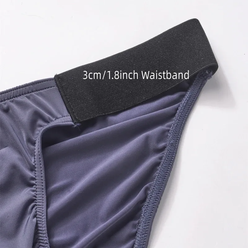 Slips en soie glacée hommes sous-vêtements mâle large ceinture culotte Sexy U poche rides dos Bikini glisse Hombre respirant exotique Lingerie 3256808930282413 — image 4