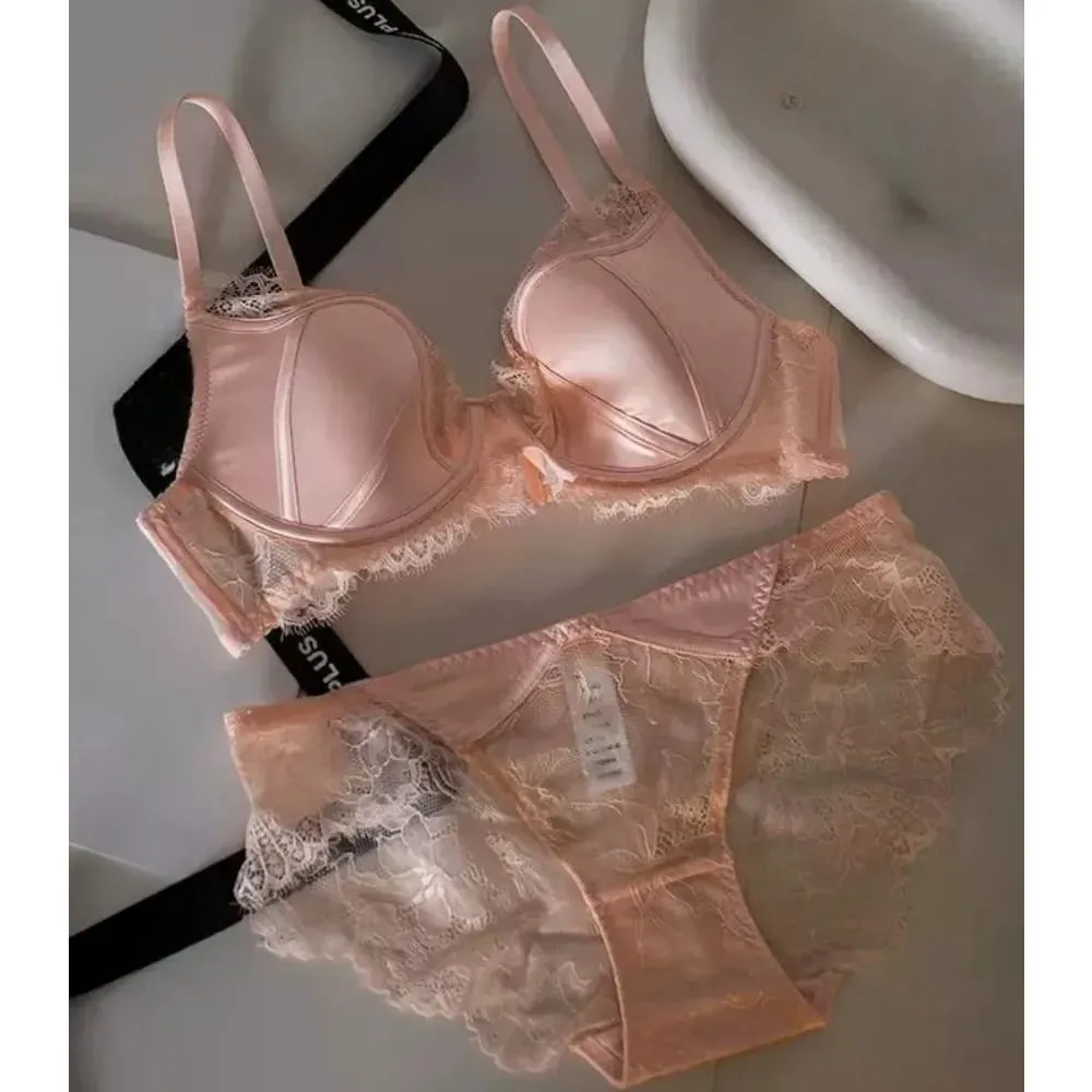 Push Up Bra Women Sexy French Lace Minimizer Full Coverage Wireless Thin Anti Sagging Comfort Support Lingerie S-XL