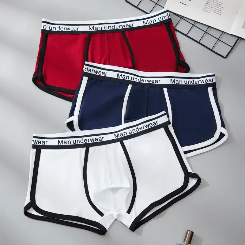 3 peças roupa íntima masculina de algodão com cintura carta respirável e confortável cuecas boxer macias para homens