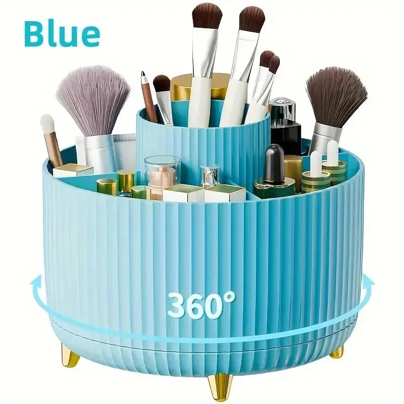 Suporte giratório 360 ° para pincéis de maquiagem, 5 espaços, organizador, mesa multifuncional, armazenamento de cosméticos para banheiro de mesa