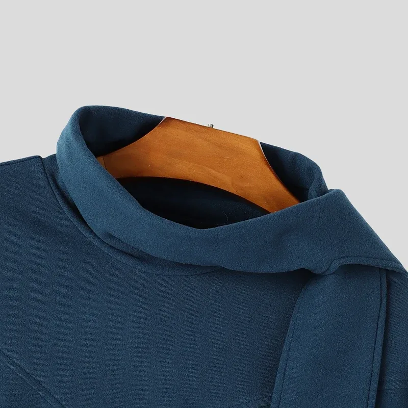 Men's Sweatshirts Solid Cloak Cape For Man Long Sleeve Scarf Collar Streetwear Autumn Winter Fashion Ponchos Hoodies
