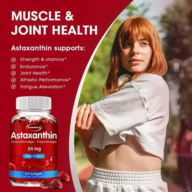 Astaxantina 24 Mg - Promove a saúde cardiovascular Acelera o metabolismo Mantém a saúde das articulações dos olhos e da pele Antioxidante