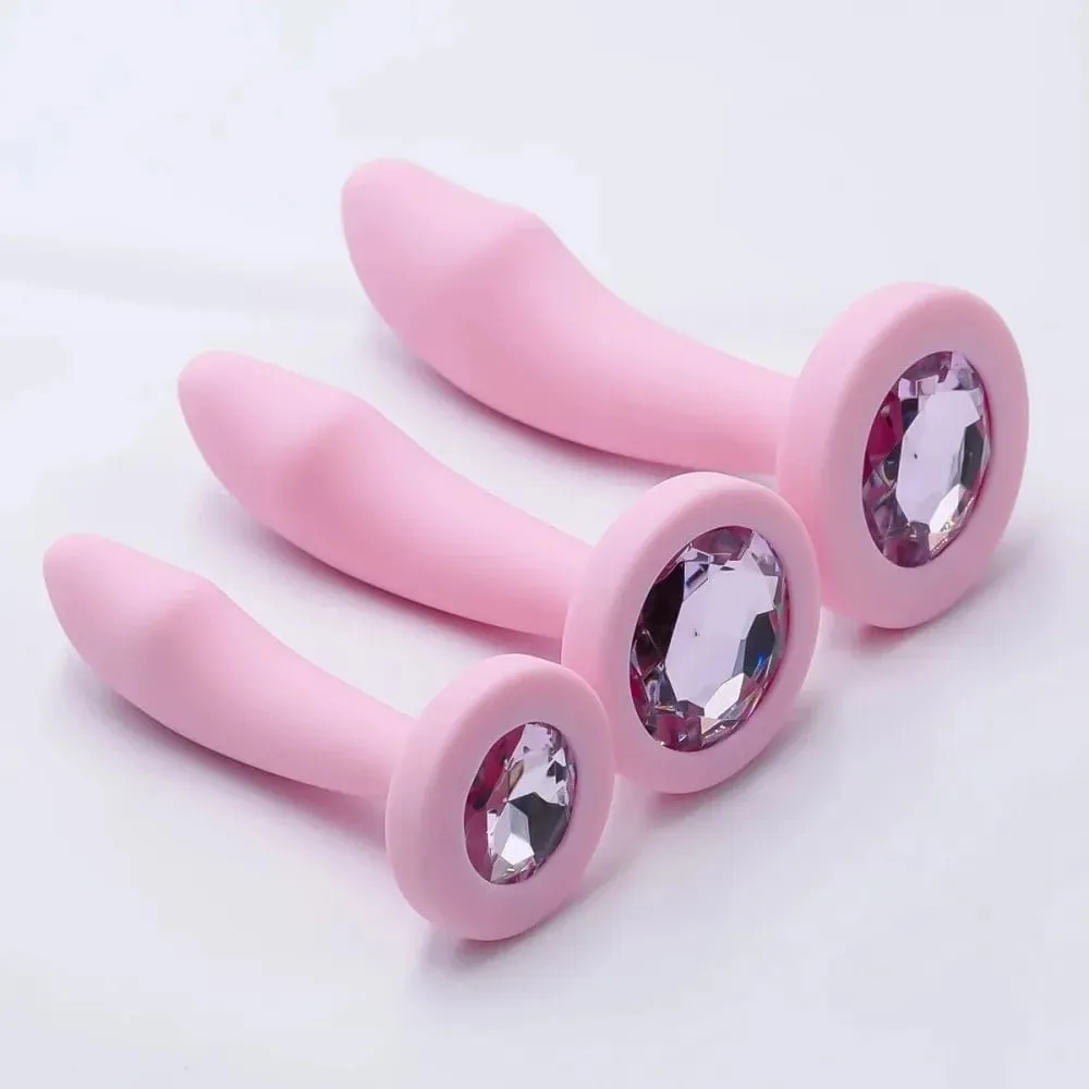 Silicone Anal Plug for Women 3 Sizes Butt Plug Crystal Base Anal Sex Toys For Woman Men Anus Dilator Stimulation Trainer Adults — image 1