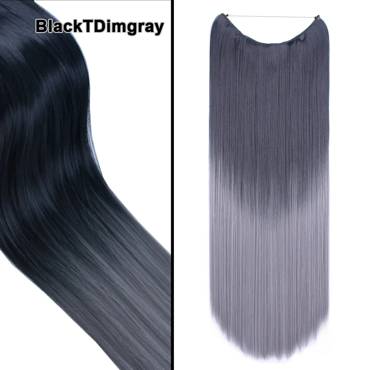Jeedou Wavy Hair Extension Elasticity Invisible Wire Fish Line One Piece No Clips Synthetic Hairpieces Ombre Color For Ladies — image 31