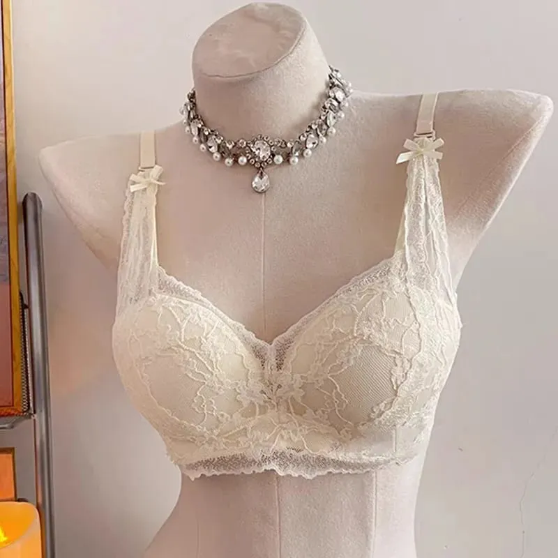 セクシーな BANERDANNI Halter Lace Bra Bow Padded Push Up Wireless Brassiere Soft Lingerie Small Bust Ladies Daily Casual Underwear — image 8