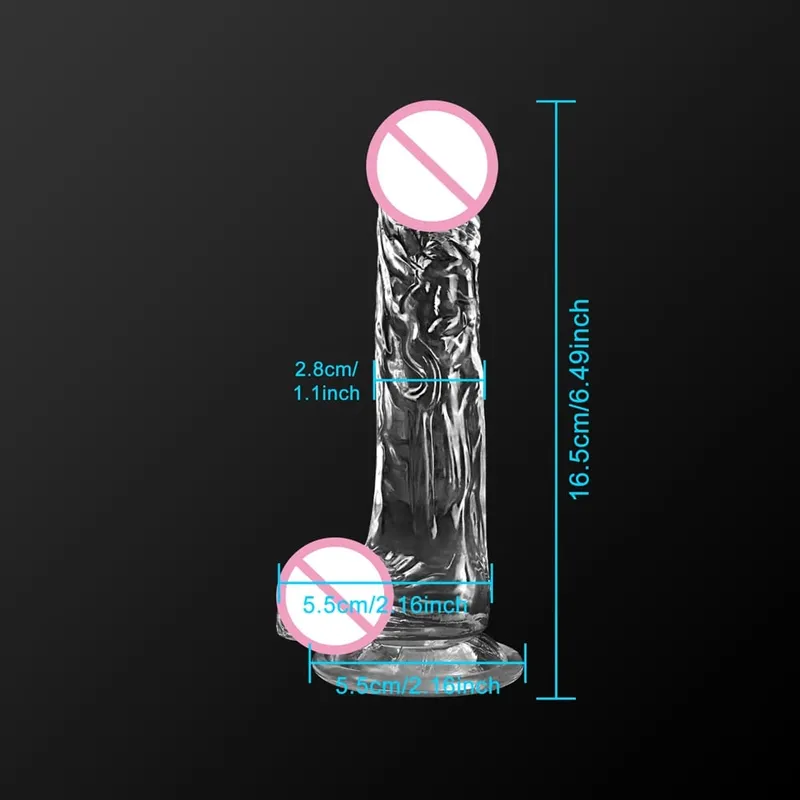 Consolador suave realista para mujeres, pene transparente para principiantes con ventosa fuerte, juego manos libres para masturbador sexual para adultos — image 8