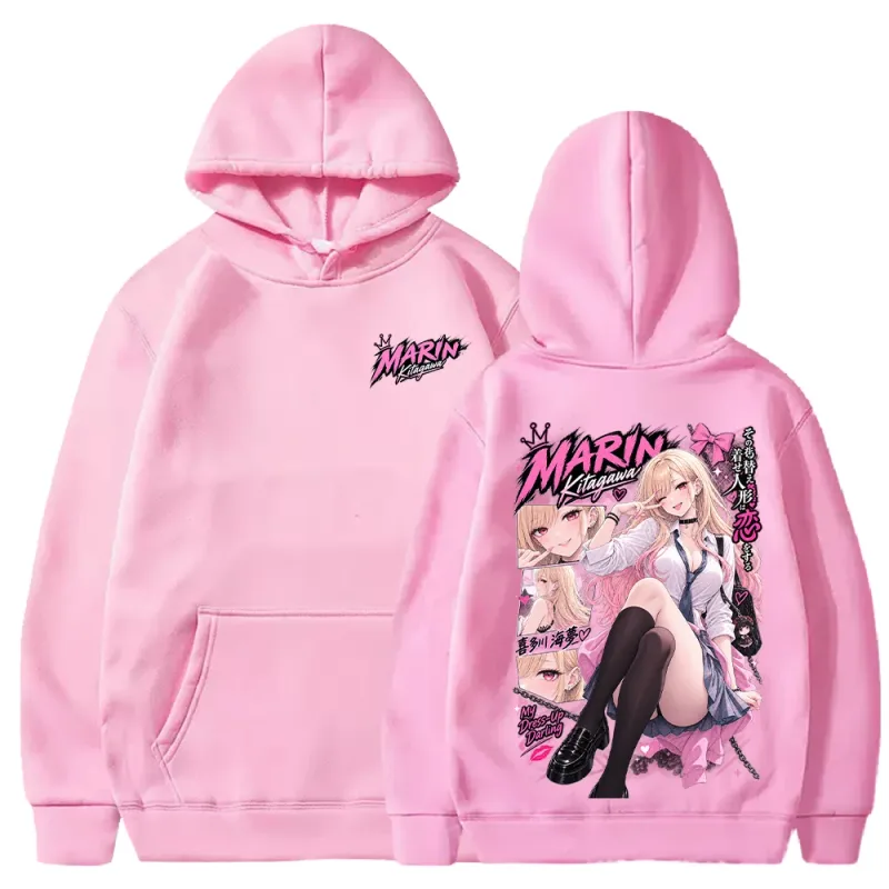 Trendy Anime Marin My‑Dress‑Up Darling Hoodies Harajuku Streetwear Long Sleeve Casual Fleece Hooded Pullover Men Women Clothing