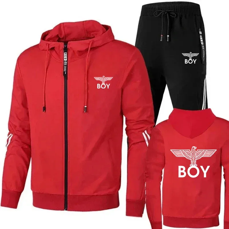 2026BOY Mini Eagle Logo Casual Hooded Sports Set Men's Women's Two-Piece Set Drawstring Pants Streetwear Comfortable Fitness Out — image 4