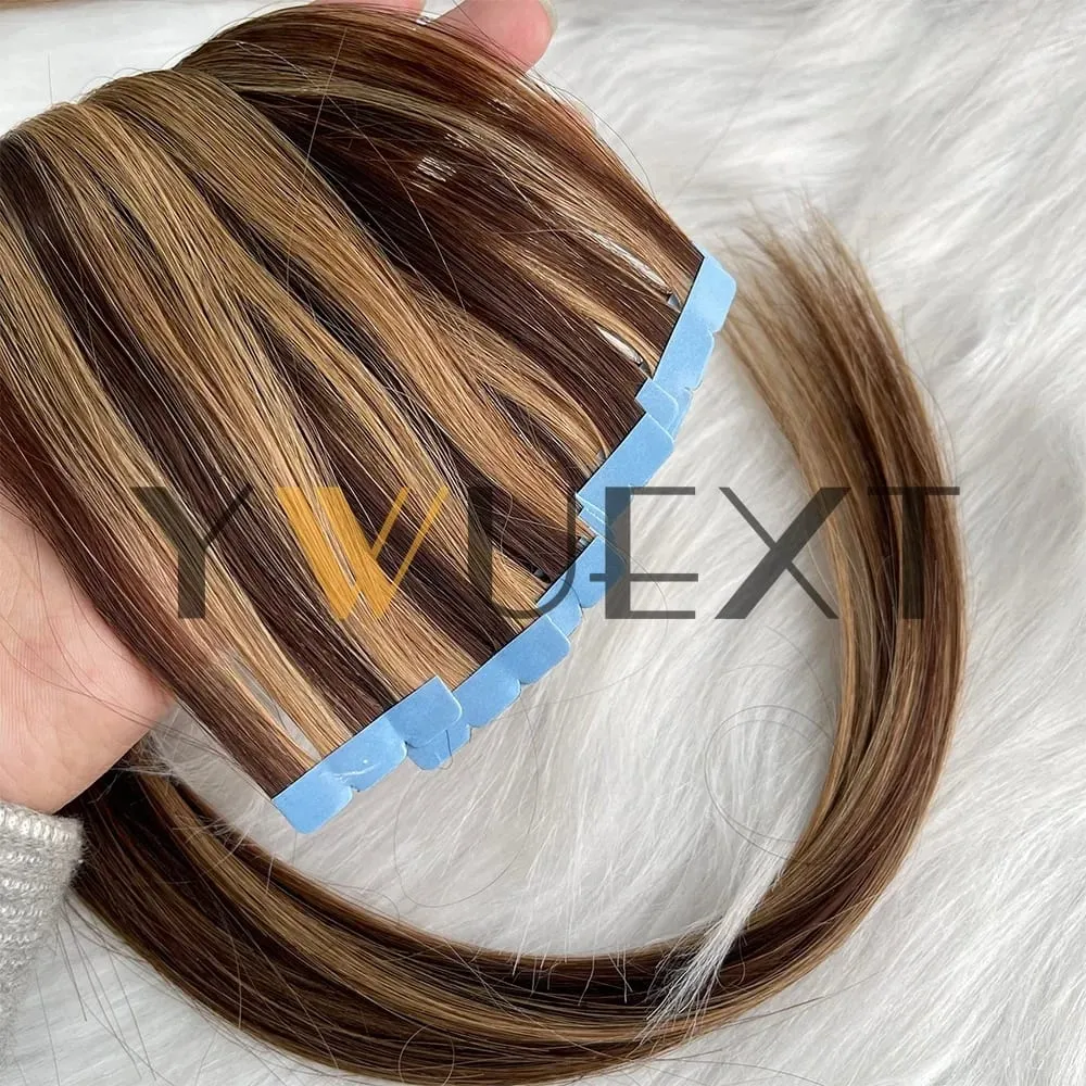 Mini Tape in Human Hair Extensions 12"-20" Straight Natural Black 1B# Machine Made Remy Hair 10pcs/pack Invisible Tape Hair for Women Black Friday — image 15
