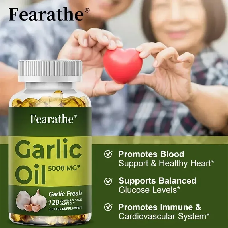 Minyak Bawang Putih Softgels 5000 Mg Peredaran Kardiovaskular Kekebalan Jantung Tanpa Perisa Suplemen Bebas Gluten Bukan GMO — image 4