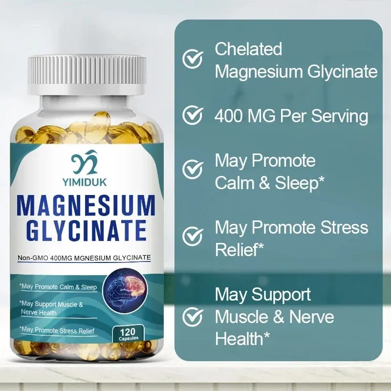 Buy 1 Get 1 Free! Pure Magnesium Glycinate Supplement for Deep Sleep & Stress Relief Aid Muscle Relaxation & Nervous System