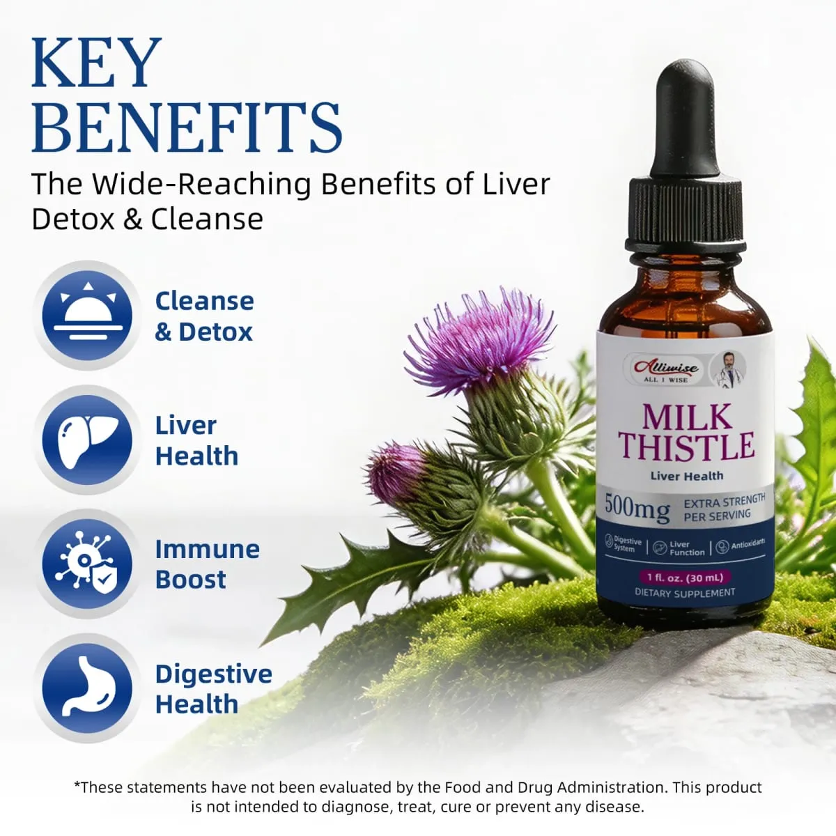 Alliwise Milk Thistle Drops The Wide-Reaching Benefits of Liver Detox & Cleanse Gut-Friendly Ingredients Gentle & Dependable — image 4