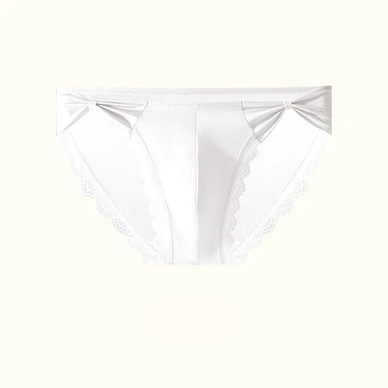 Men's Underwear High Fork Bow-Tie Lace Briefs U Convex Pouch Lingerie Underpants Ultra-Thin Ice Silk French Mesh Panties — image 7