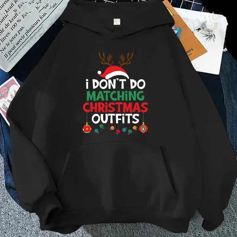 Couple Christmas Matching Hoodies Set I Don't Do Matching Christmas Outfits Print Sweatshirts Xmas Family Party Matching Tops — image 4