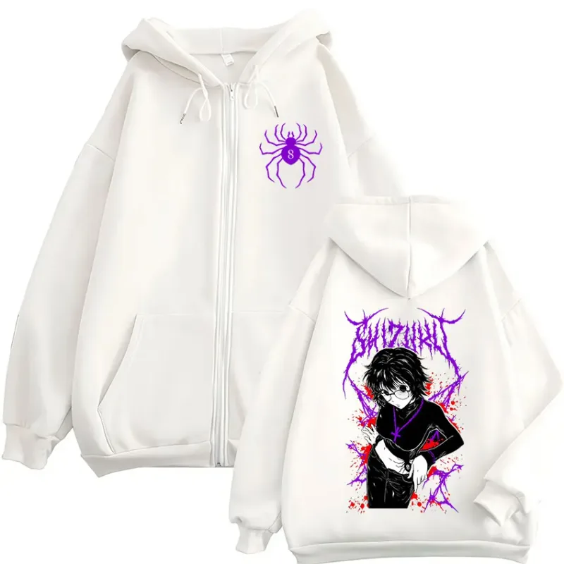 Anime Hunter X Hunter Shizuku Murasaki Zipper Hoodies Men's Women Clothing Oversized Fleece Zip Up Hooded Sweatshirts Streetwear — image 9