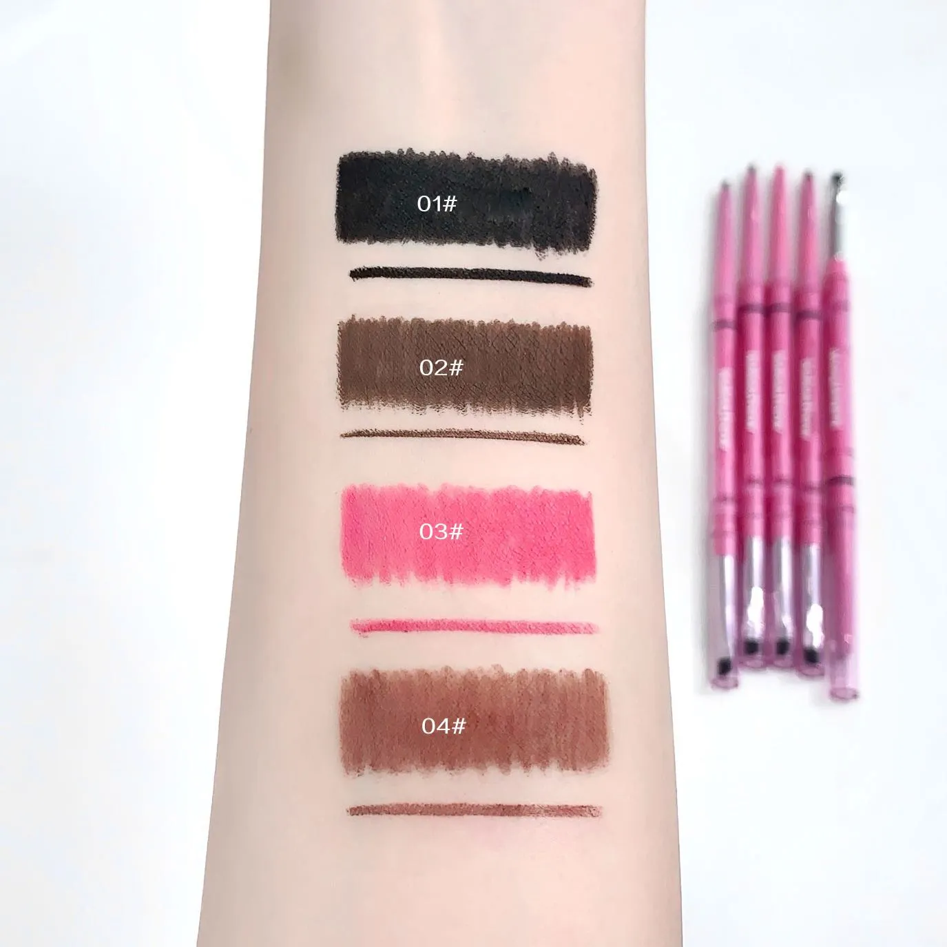 Double-headed Natural Black Eyeliner Gel na may Brush Smudge-Proof Waterproof Creamy Smooth Rose Pink para sa Brows at Under Eye Makeup