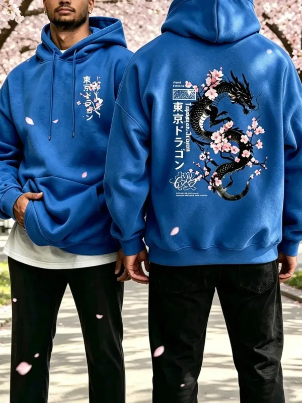 Japanese Tokyo Sword Cherry Blossom Printing Men'S Hoody Autumn Loose Hoodies Casual Fleece Sportswear Comfortable Pullovers