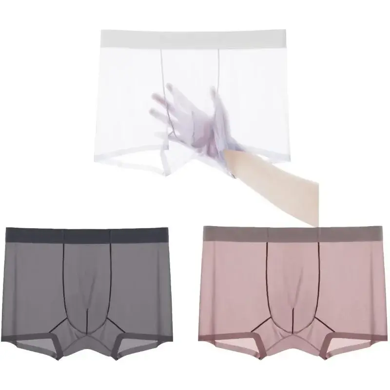 Transparante boxershorts voor heren Lichtgewicht elastische middentaille U-bolle naadloze dunne perspectiefshorts voor comfortabele pasvorm