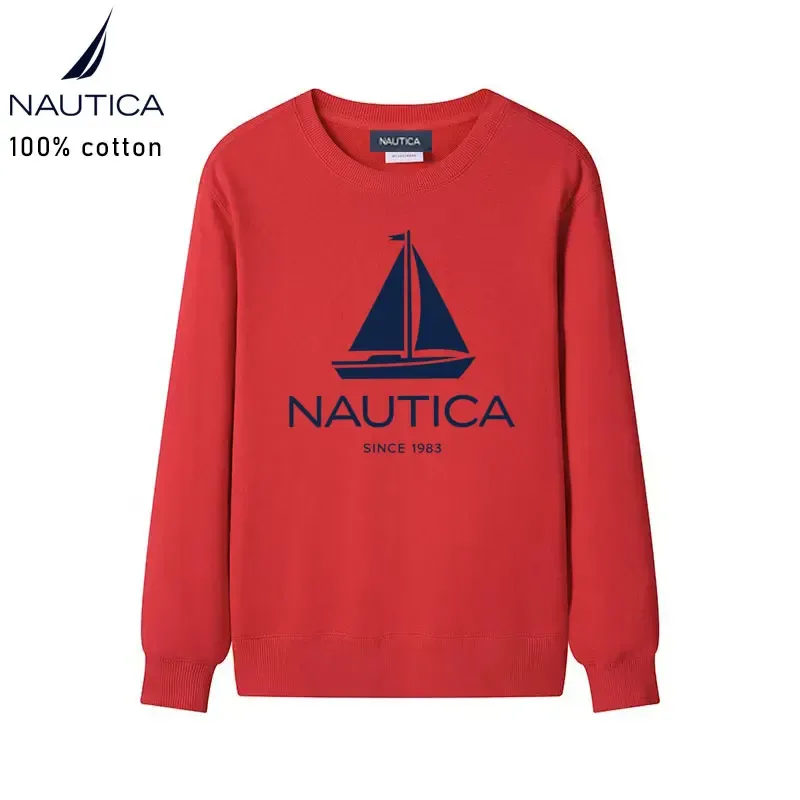 Nautica American classic sailing yacht logo printed men's and women's high-quality pure cotton loose-fitting men's sweatshirt — image 8