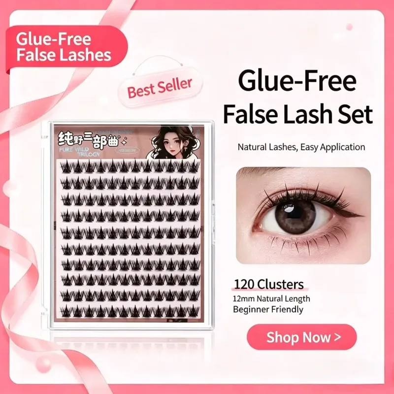 60 Clusters of Brown Natural Fox-Style Cat Eye False Eyelashes Makeup Tools Natural Segmented Eyelash Bundles Makeup Tools